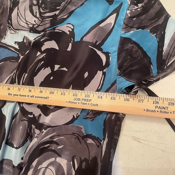 Pendleton Womens Dress Silk Size 8 Black Blue Short Sleeve Abstract Floral Rose - Picture 8 of 12